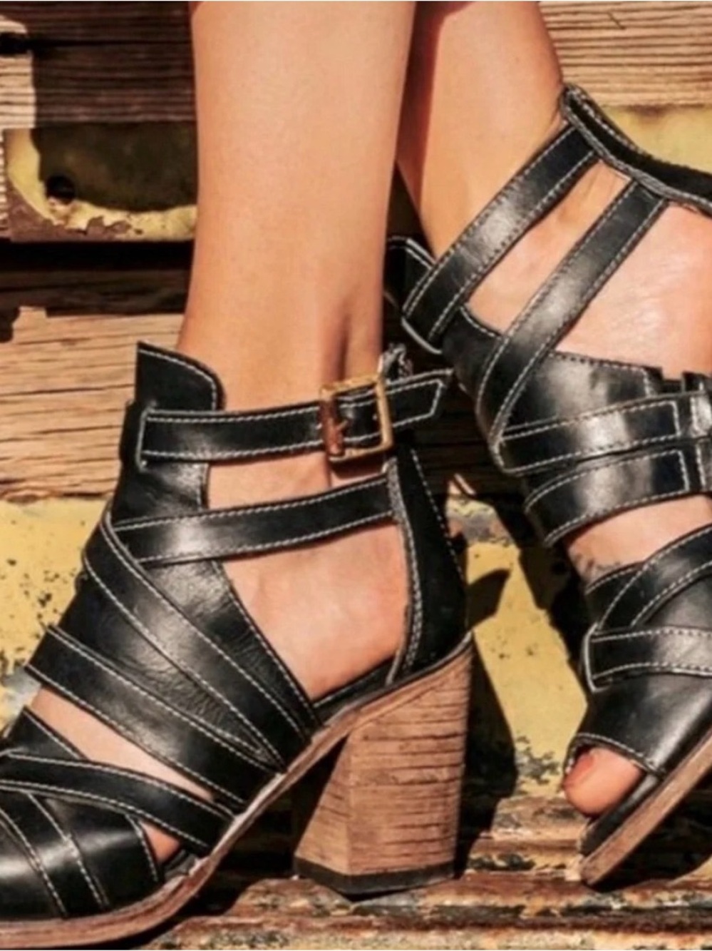 Freebird by Steven Claw leather strappy heel sandals Size 7